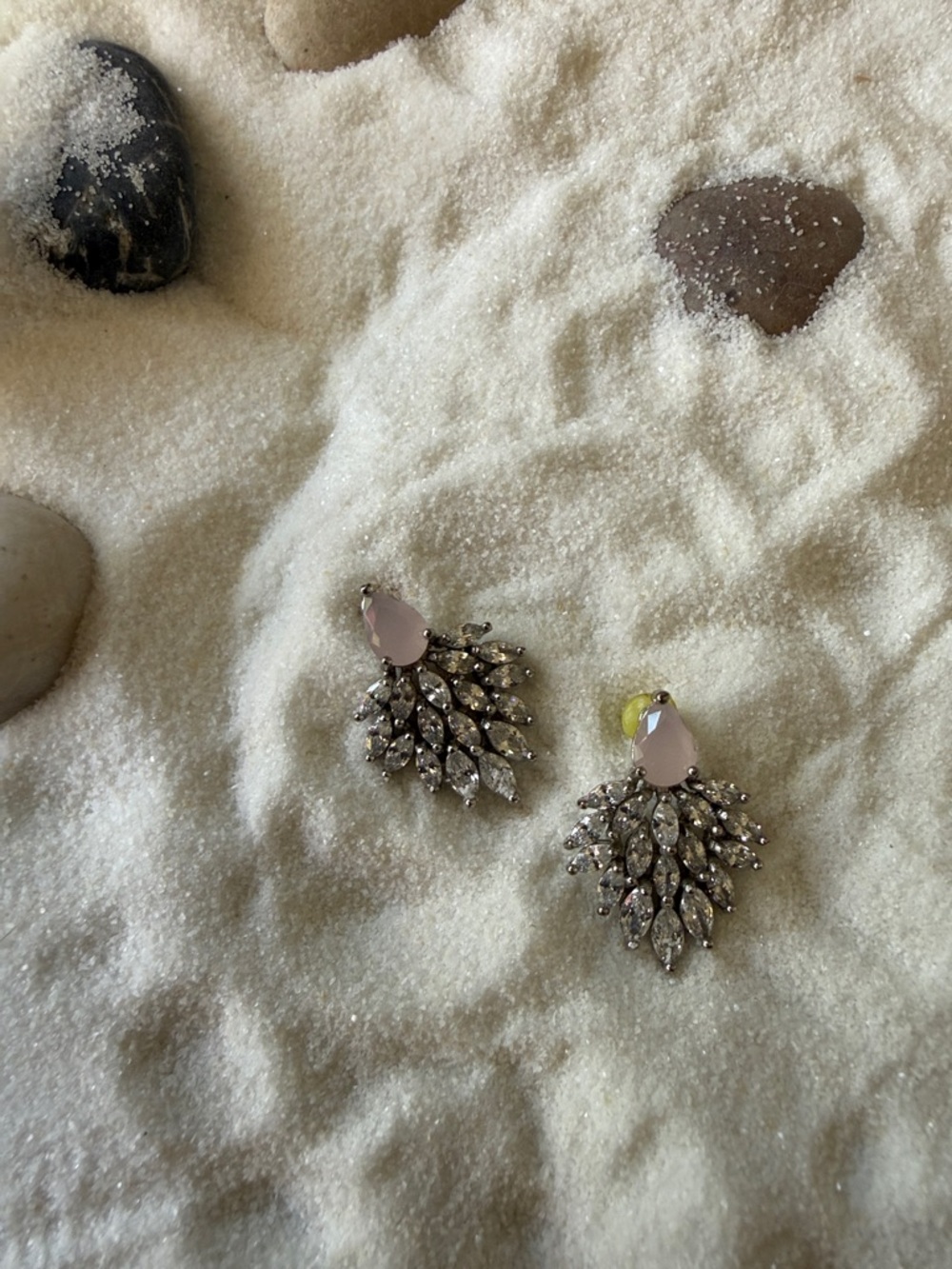 J. Crew Pink Teardrop Crystal Fan Earrings